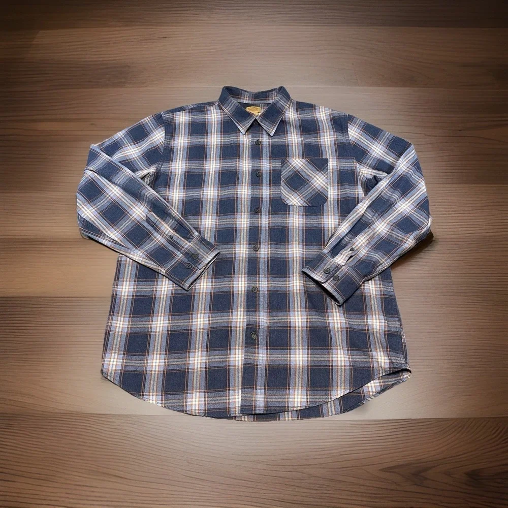 Telluride Clothing Co. Shirt‎ Men's Size XL  Blue Flannel Plaid Cotton Button Up
